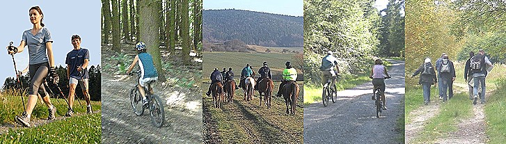 Fotos mit Wandern, Radfahren, Mountainbike, Nordic Walking und Wanderreiten im Spessart